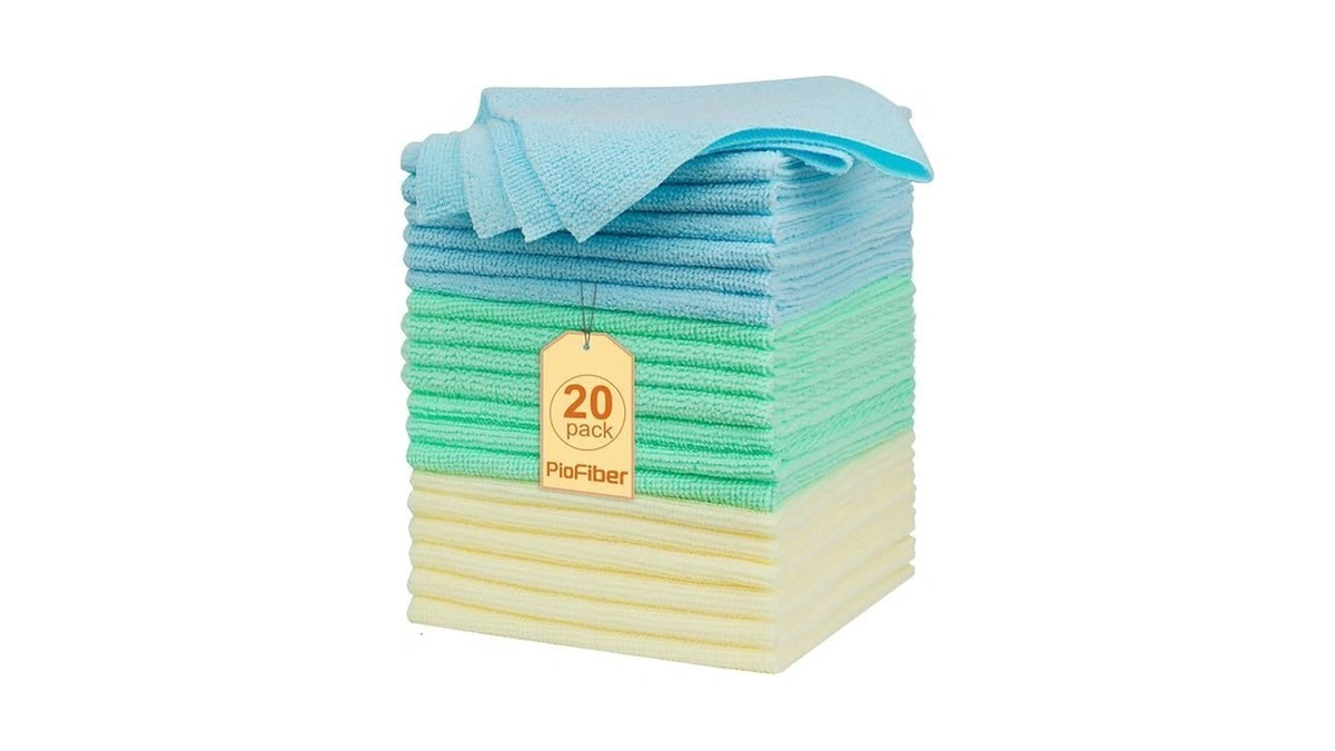 Piofiber Shop Towels – 20 Pack Edgeless Microfiber Cleaning Cloths,