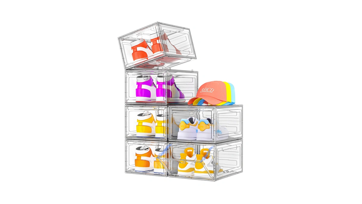 7 Code Shoe Organizer, Clear Thickened Stackable Shoe Boxes With