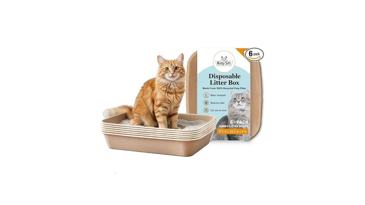 Kitty Sift Disposable Cat Litter Box Jumbo, 6 Count, Durable