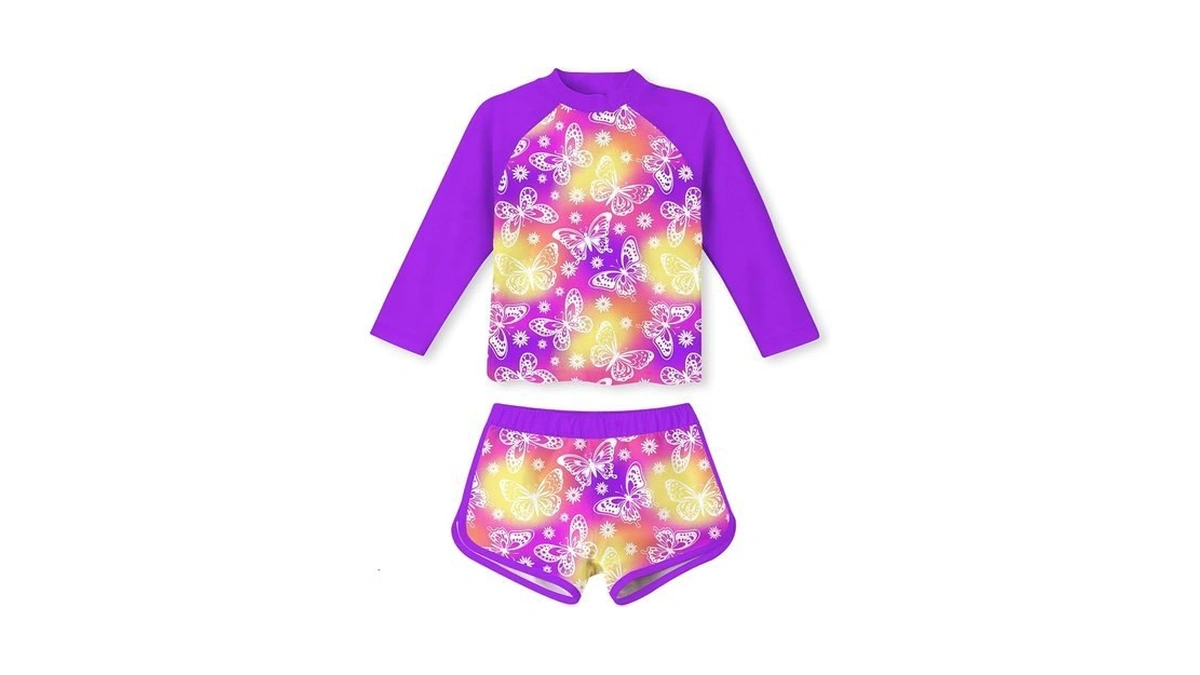Tuonroad Girls Bathing Suit Size 8 Youth Long Sleeve Purple
