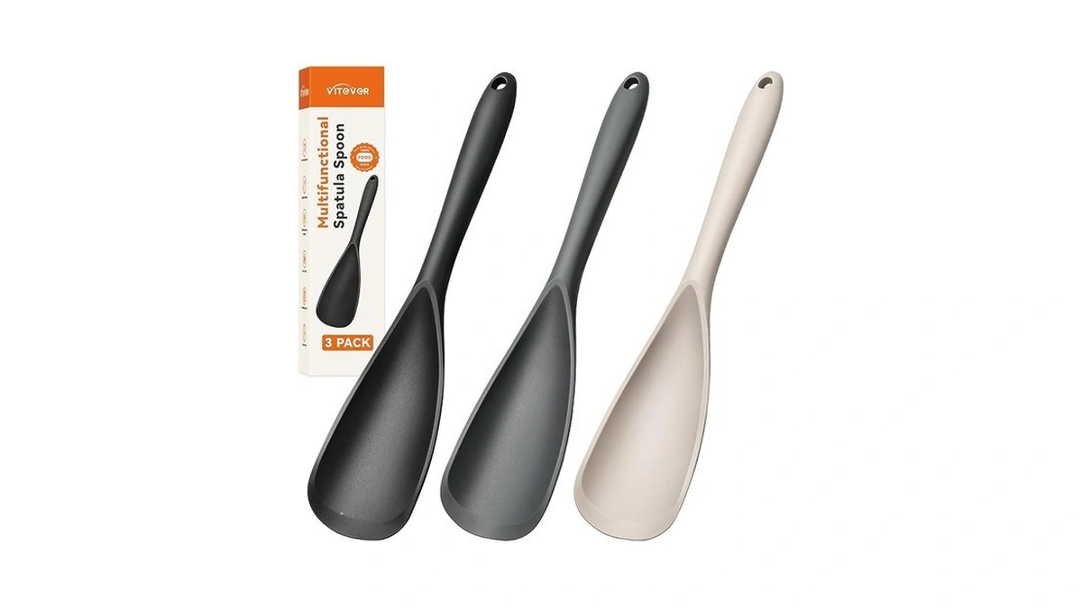 3 Pack Silicone Cooking Spatula & Spoon For Nonstick Cookware,