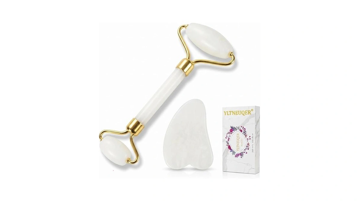 Yltneuqer Natural Gua Sha & Jade Roller Set, Gua Sha