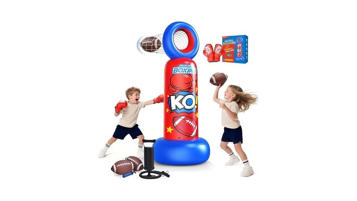 Odosola Inflatable Punching Bag For Kids, 2-in-1 Freestanding Boxing Bag