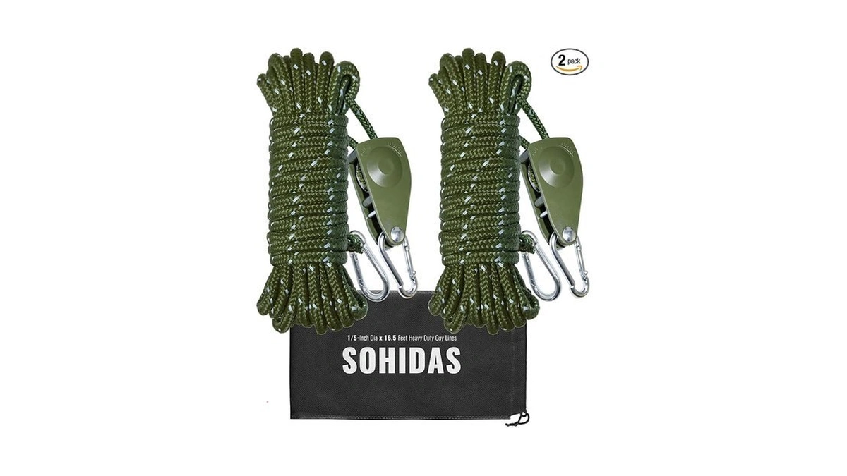Sohidas Camping Rope Reflective Tent Rope Guyline With Ratchet Pulley,