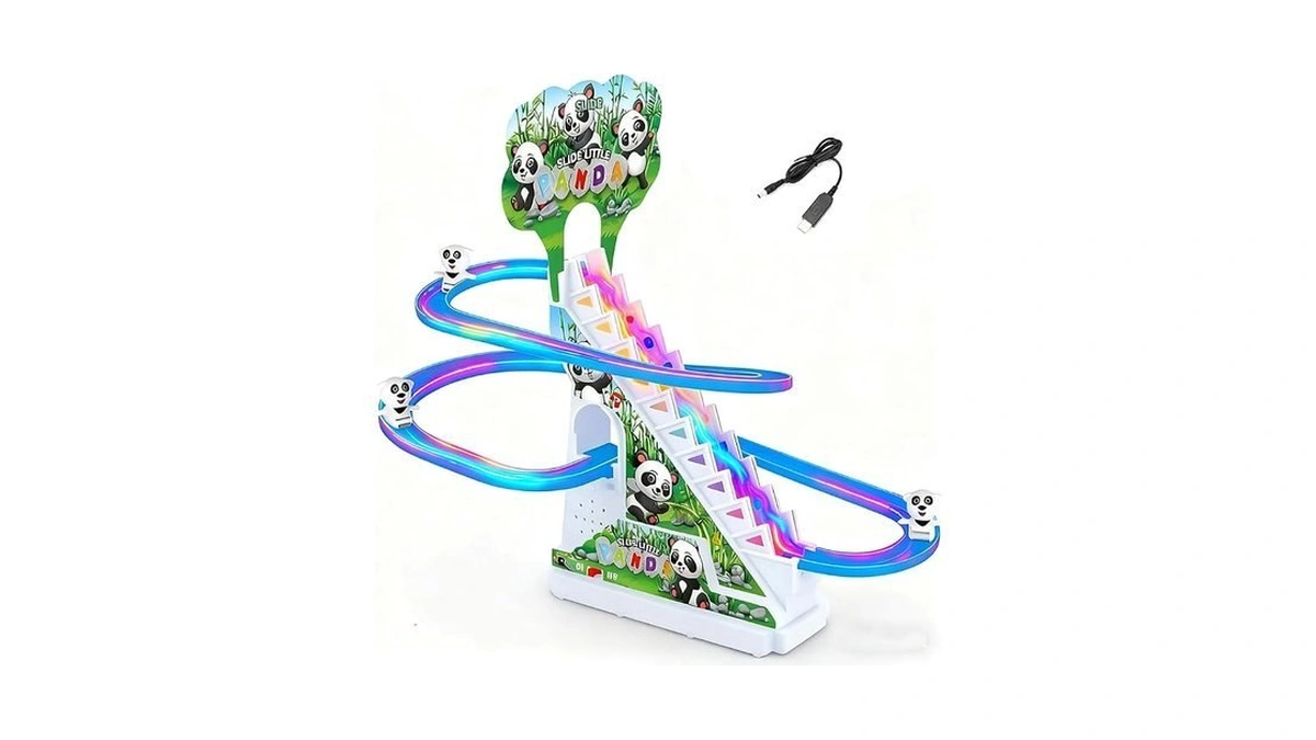 Rcoos Panda Climbing Toy Set Electric Light Slide Climbing Toys