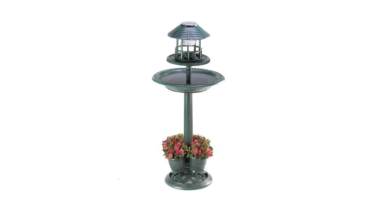 Zingz & Thingz French Country Garden Centerpiece Solar Bird Bath,