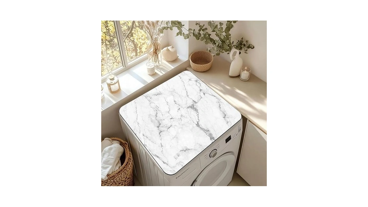 Abstract White Marble Texture Washer And Dryer Dust Covers For
