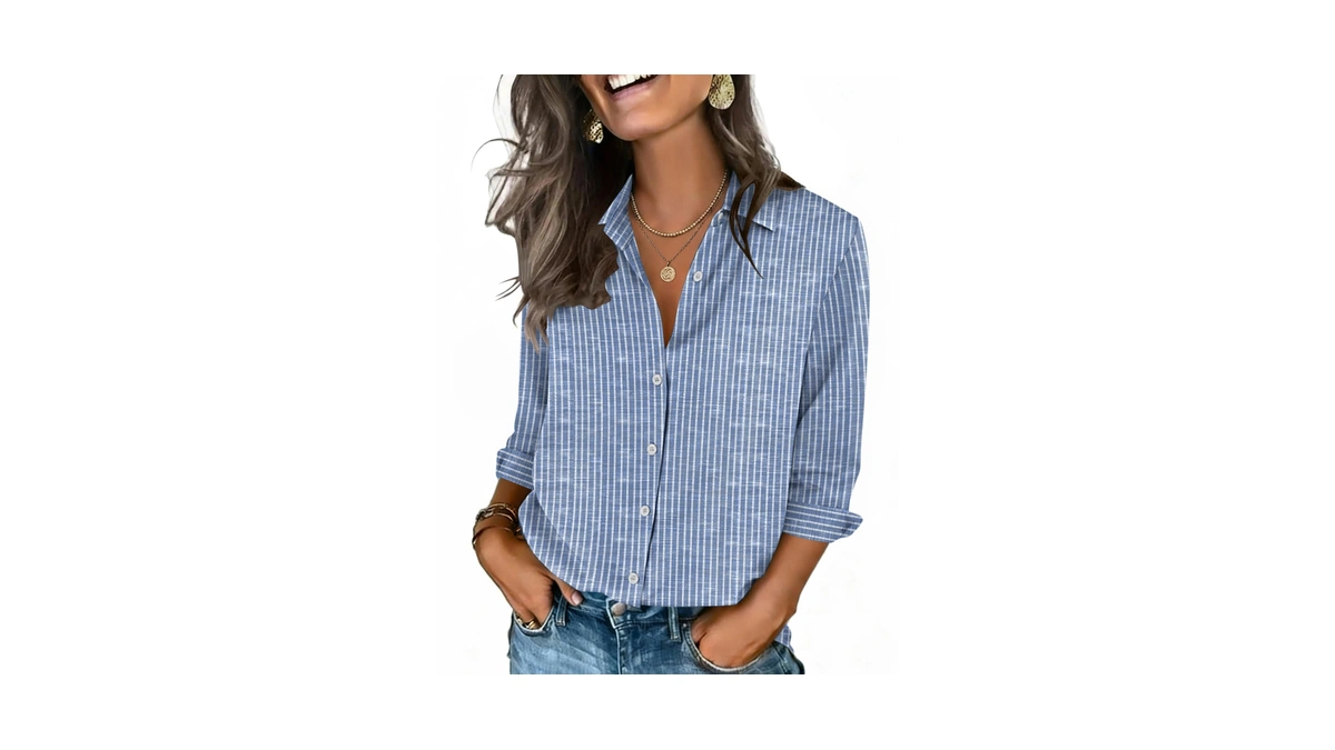 Zeagoo Striped Button Down Shirts For Women Business Casual Dressy