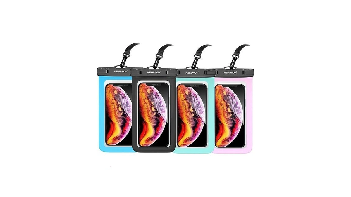 Newppon 4 Pack 8.5“ Waterproof Cell Phone Pouch - Underwater