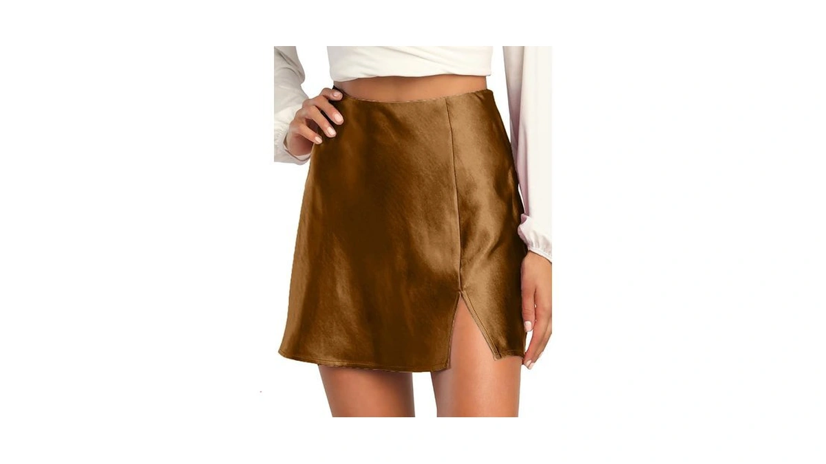 Alcea Rosea Women's Satin Silky Mini Skirt High Waist A-line