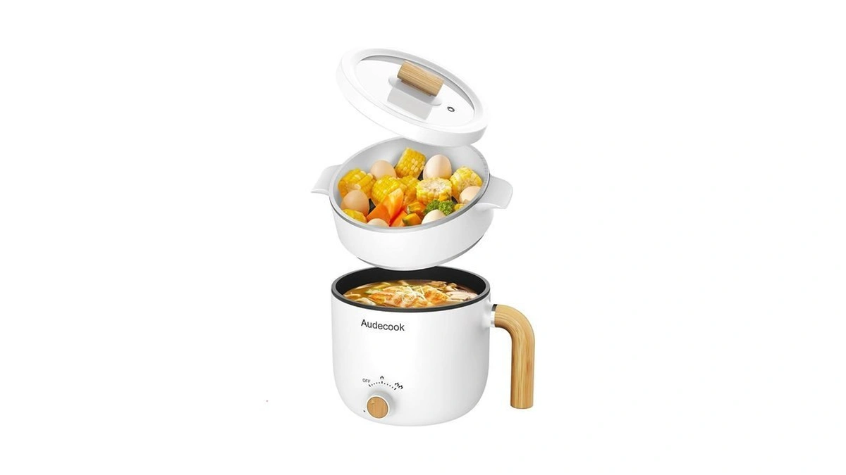 Audecook Hot Pot Electric With Steamer Portab...