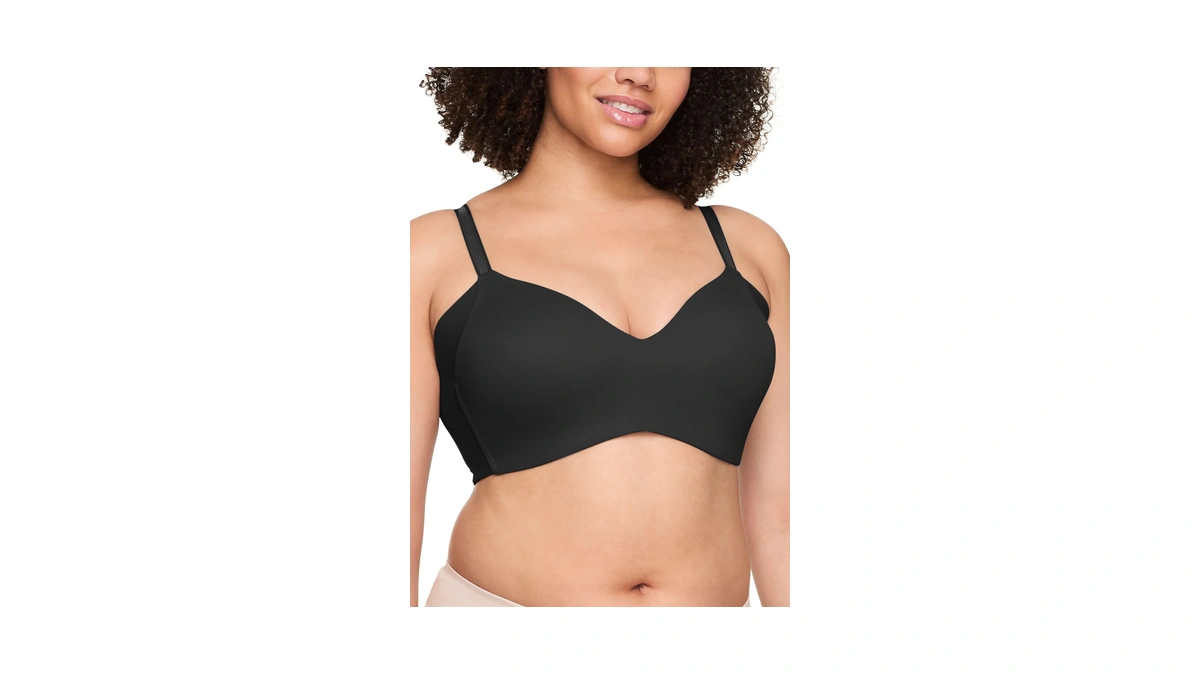Warner's Women's No Side Effects Underarm-smoothing Wireless Bra Rm3061a, Black,