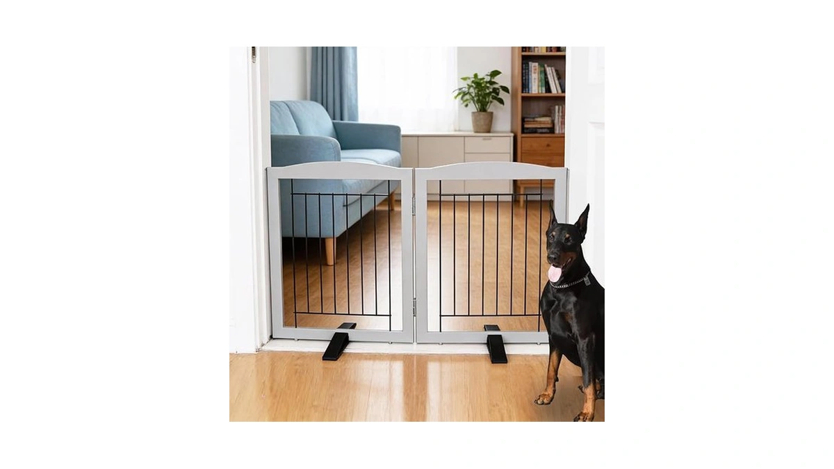 Zjsf Freestanding Dog Fence Indoor, Foldable Dog Gate For Doorways,