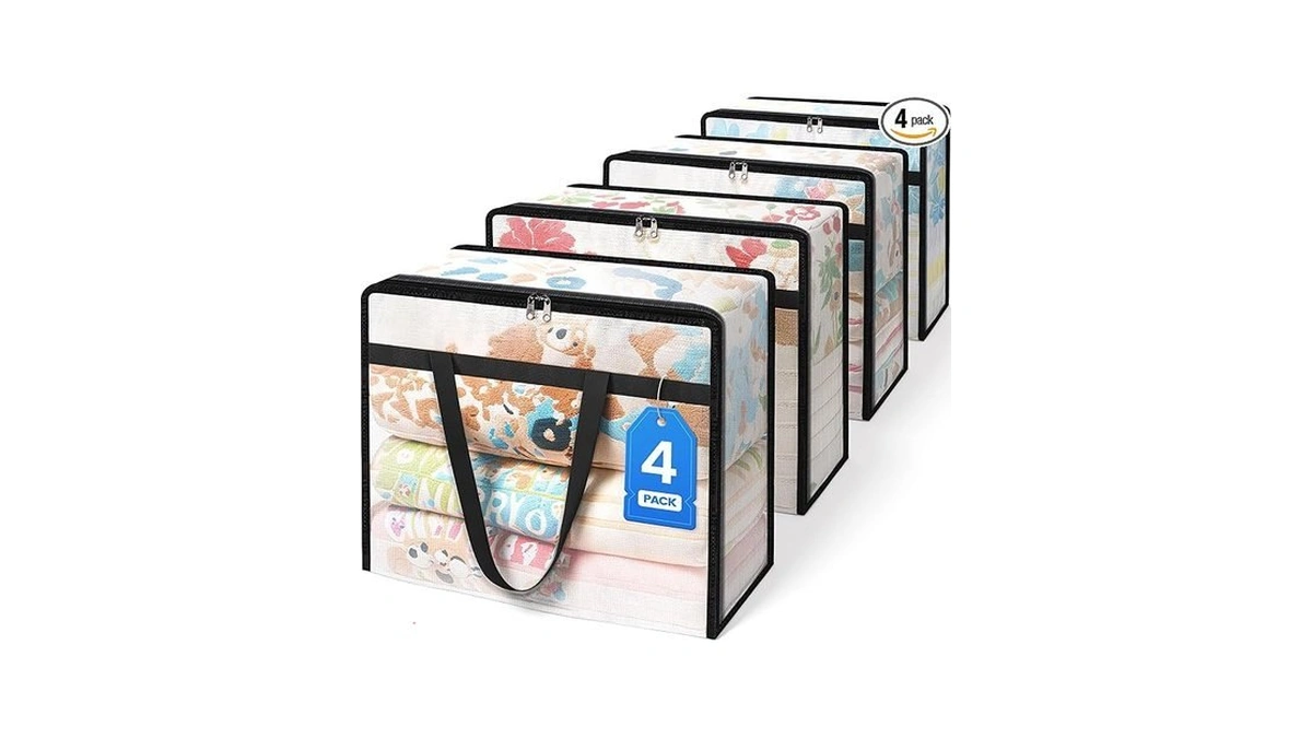 Blisstotes 4 Pack Clear Clothes Storage Bags, Moving Bags, Foldable