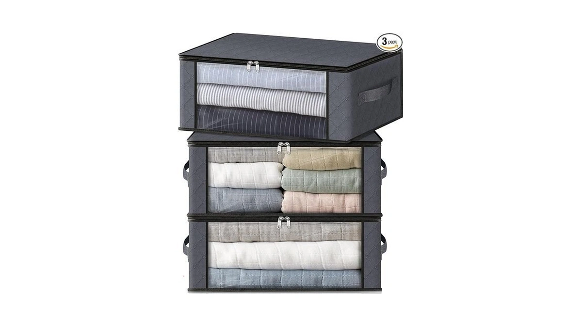 Homehacks Storage 3-pack Clothes Organizer Storage Bags Foldable Storage Box