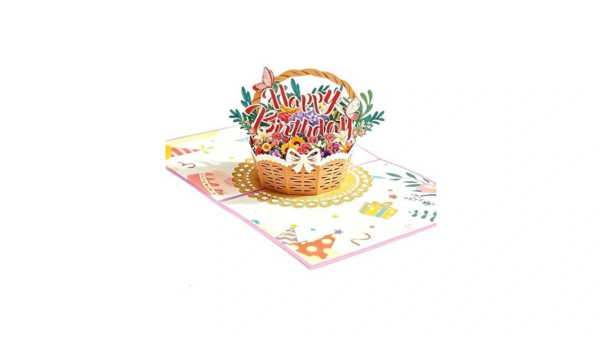 Ibestgol 3d Pop Up Birthday Card,flower Basket Butterfly Greeting Card