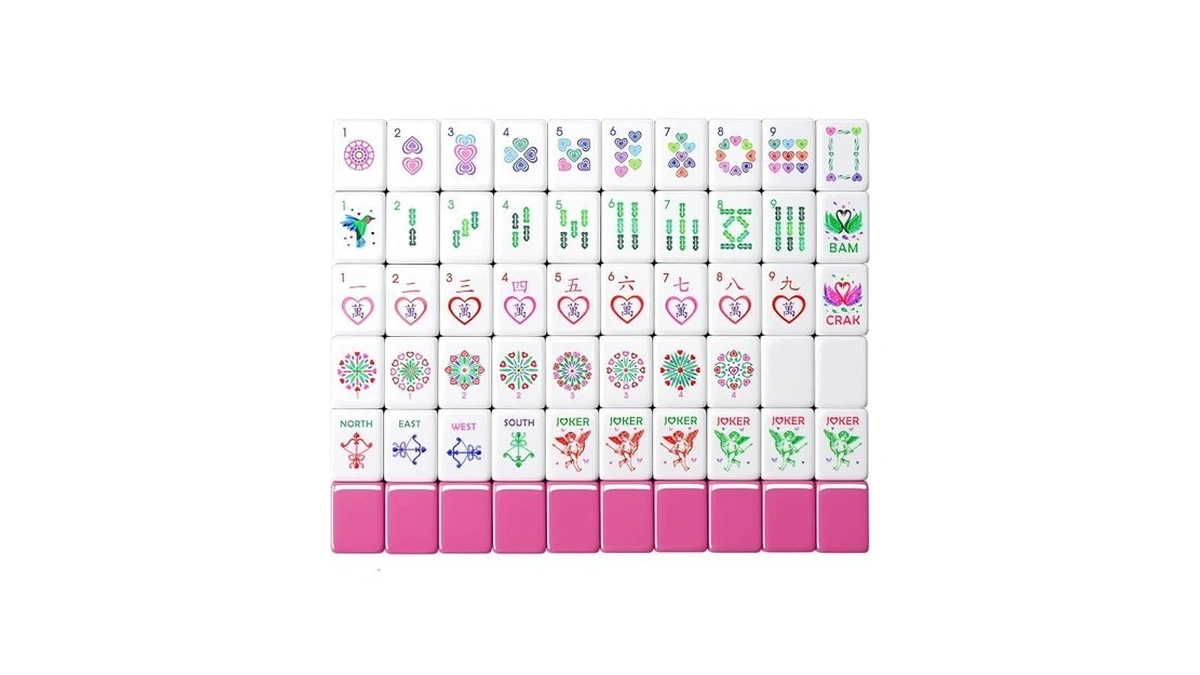 Binood Heart-shaped American Mahjong Tile Set, 166 Heart-design 4-layer Colorful