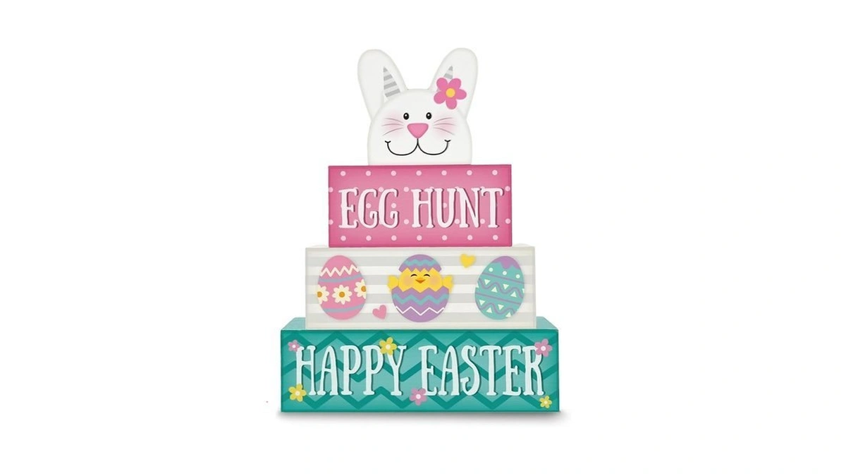 Golibra Easter Decorations, 4 Pcs Wooden Easter Table Decorations, Cute