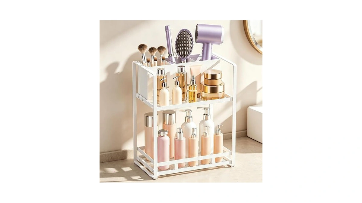 Sandream Hair Tool Organizer Bathroom Countertop, 2-tier Metal Bathroom Organizer