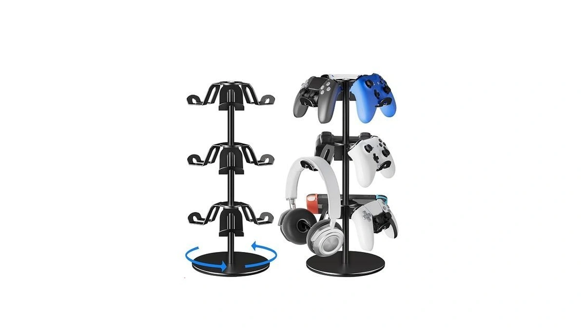 Anshawtiy Aluminum Alloy Controller Holder 3 Layers,360 Degree Rotation Tier,gaming