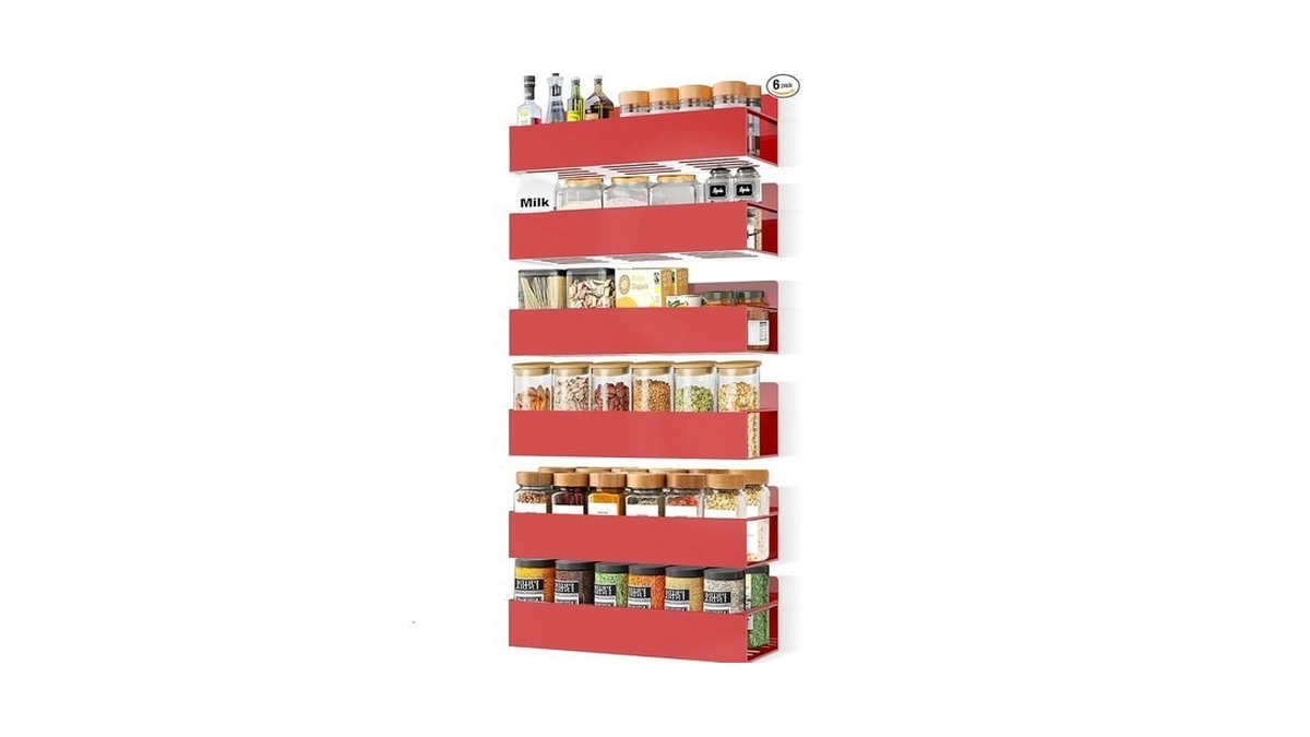 Smrcad 6 Pack Metal Magnetic Spice Rack For Fridge, Heavy