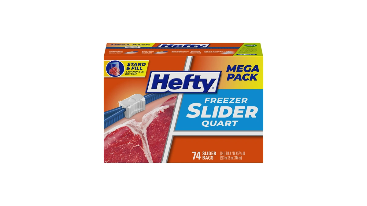 Hefty Slider Quart Freezer Bags, 74 Count, Quart Slider Bags