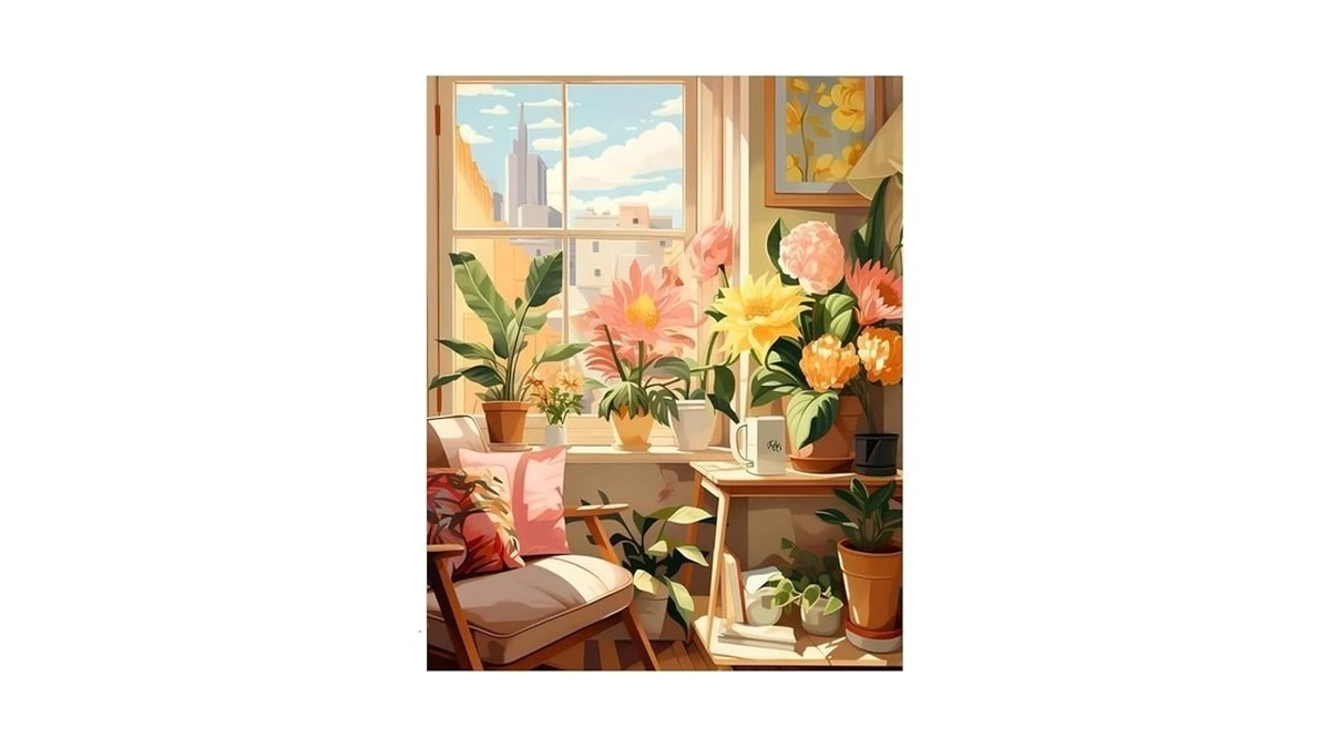 Reivworl Landscape Paint By Numbers Kit For Adults, Flowers Paint
