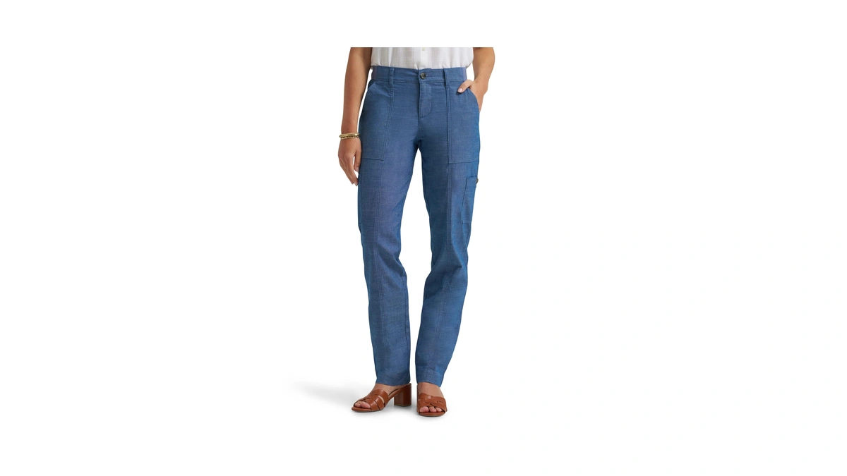 Lee Women's Ultra Lux Comfort With Flex-to-go Utility Pant, Chambray,