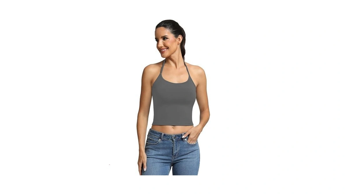 Fihapyli Ictive Sports Bras For Women Halter Neck Spaghetti Strap
