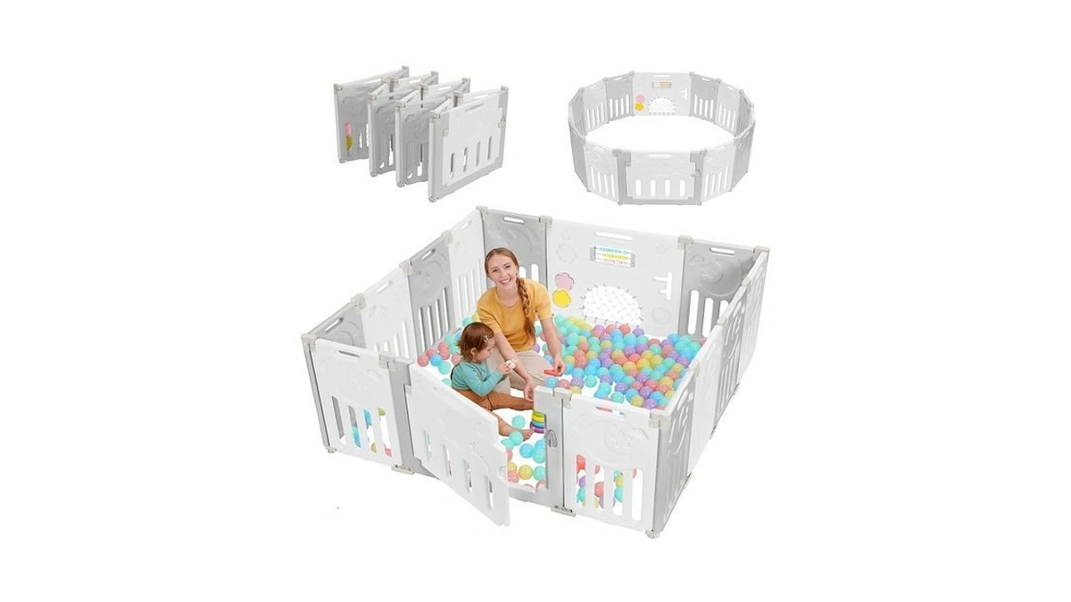 Dripex Baby Playpen, 14-panel Foldable Playard For Toddlers 6-36 Months,