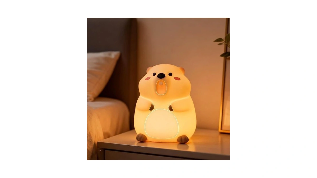 Kidoyean Cute Groundhog Night Light, Squishy Groundhog Novelty Animal Lamp,