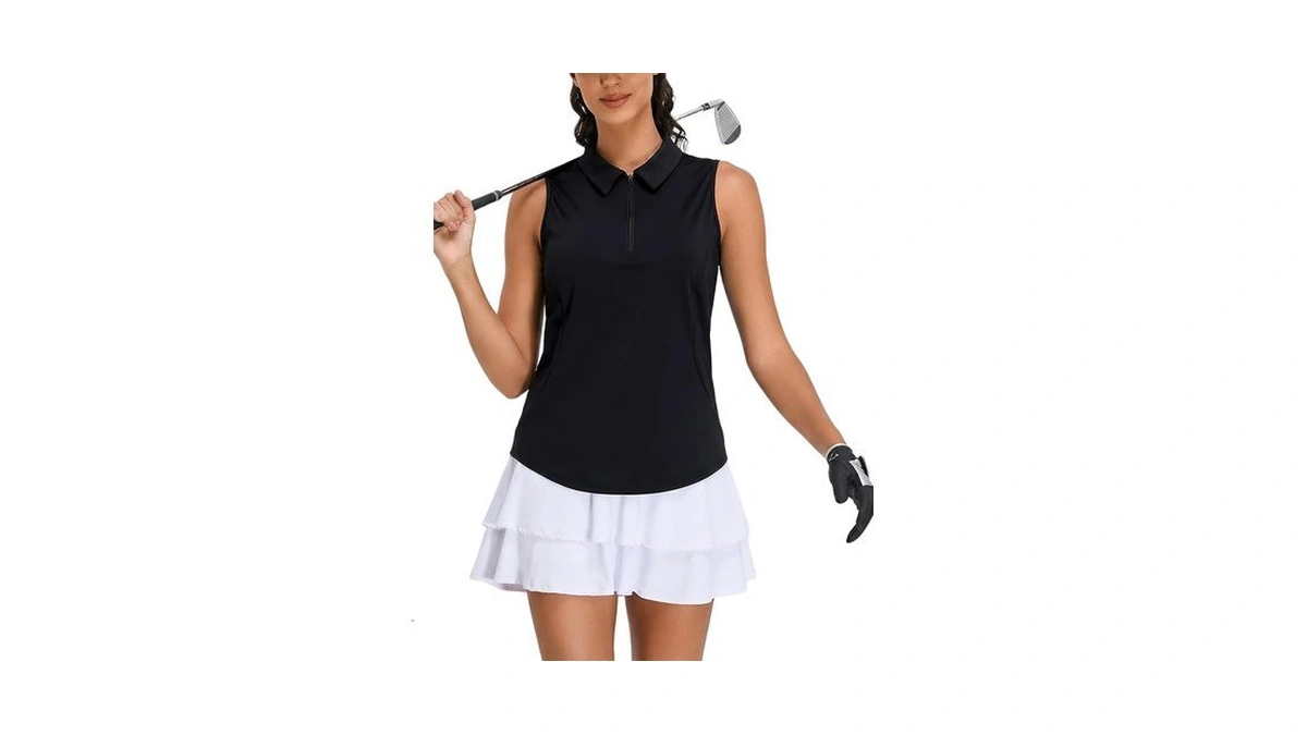 Zanzea Womens Golf Shirt Zip Up Sleeveless Polo Shirts Lightweight