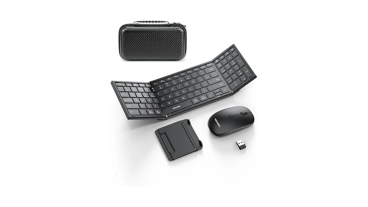 Tecknet Foldable Bluetooth Keyboard And Mouse Combo, Wireless Keyboard Mouse,
