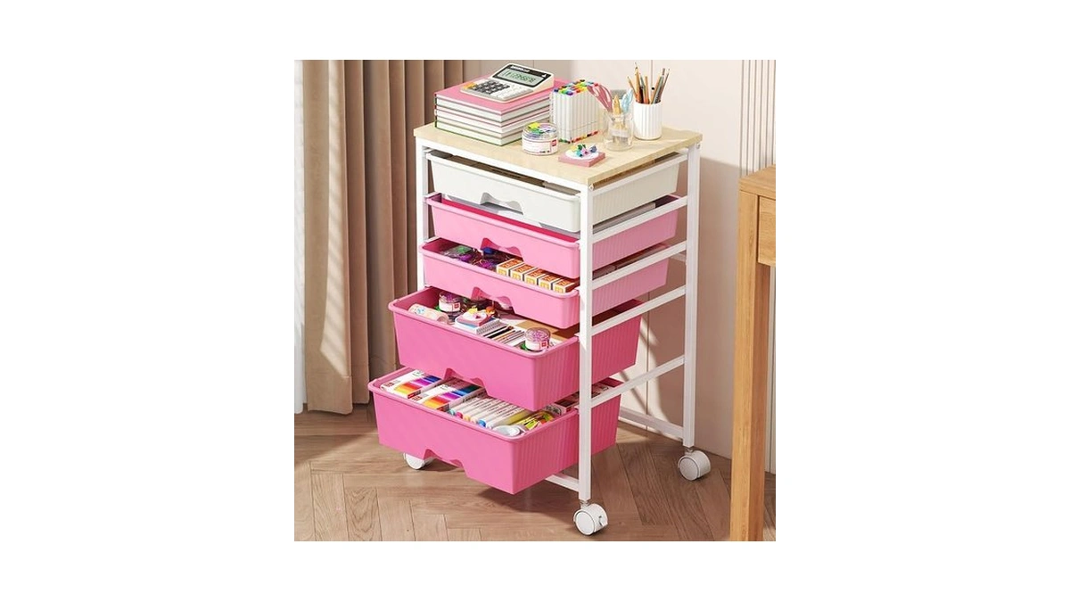 Goovilla Rolling Cart With Drawers, Utility Cart Organizer With 5