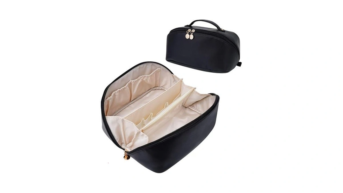Ettp Large Capacity Cosmetic Bag For Women, Waterproof Pu Leather