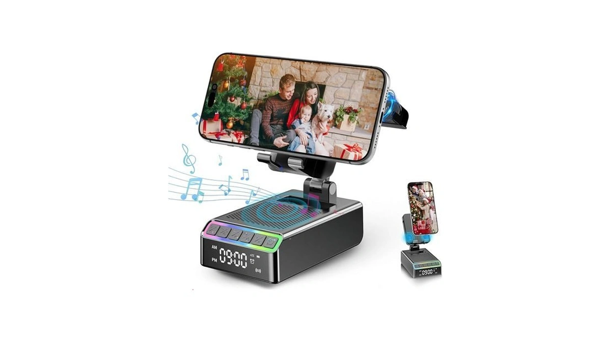 Hupoaf Wireless Induction Speaker/phone Stand,9-in-1 Bluetooth 6.0 Speaker