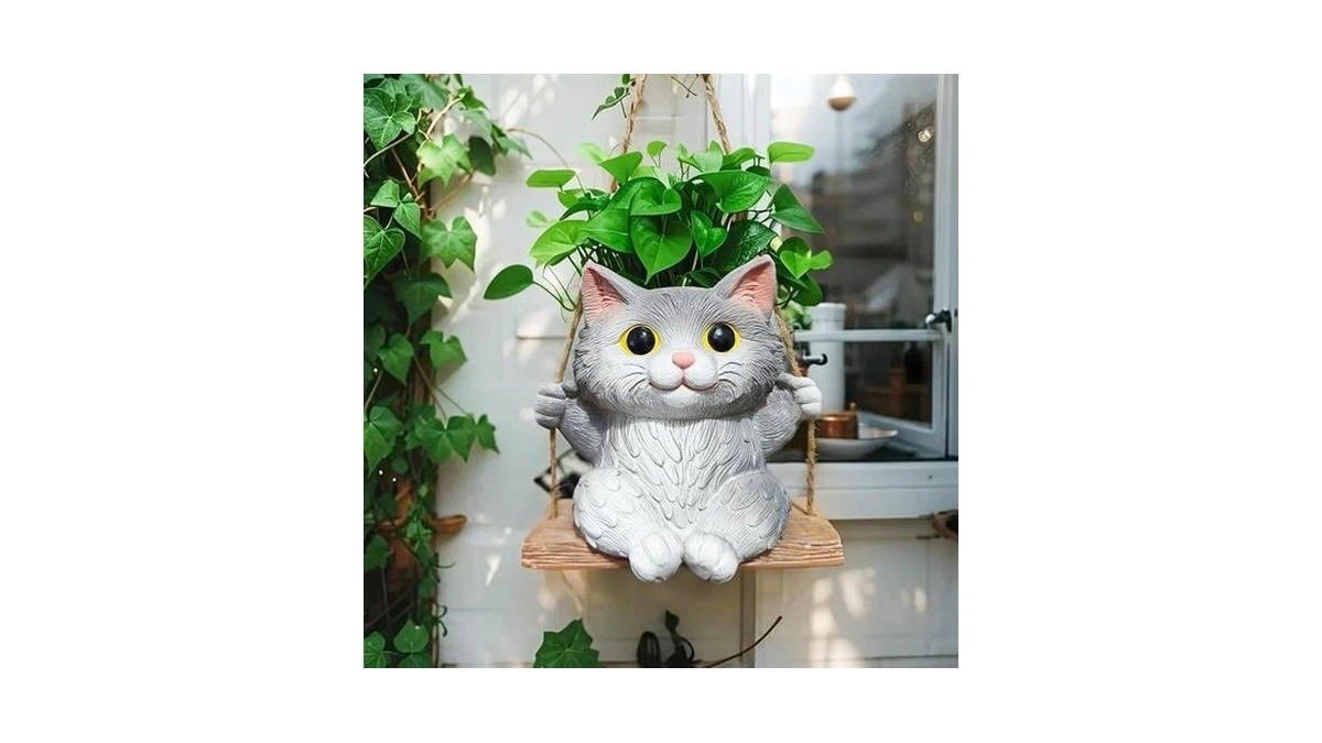 Pyoimmne Cat Hanging Planters For Indoor Outdoor Plants, Small Cute
