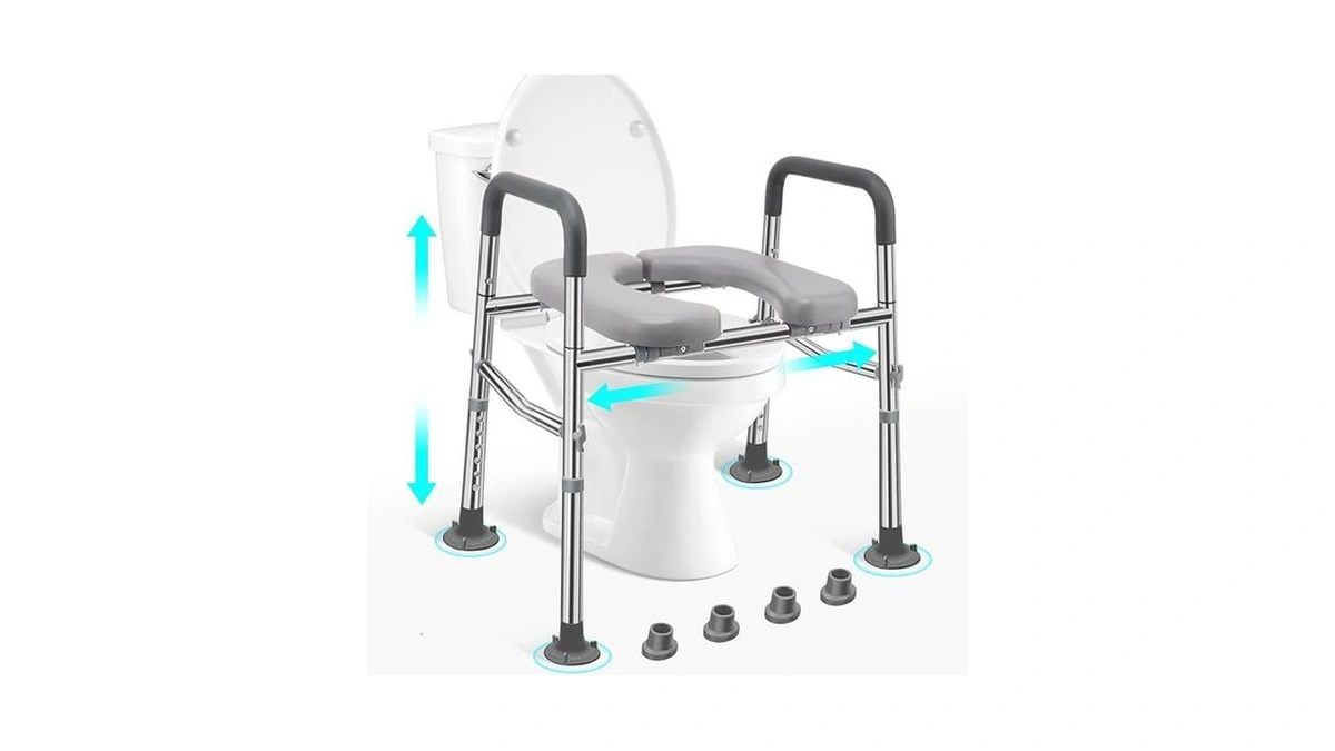 Toilet Seat Riser With Handles 500lb, Stainless Steel Raised Toilet