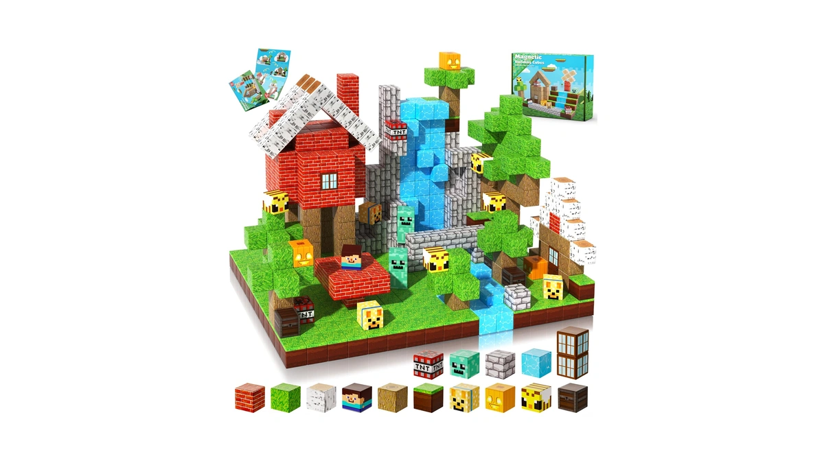 Annexfun Magnetic Blocks-100pcs Magnetic Building Blocks, Magnetic Tiles Kids Build