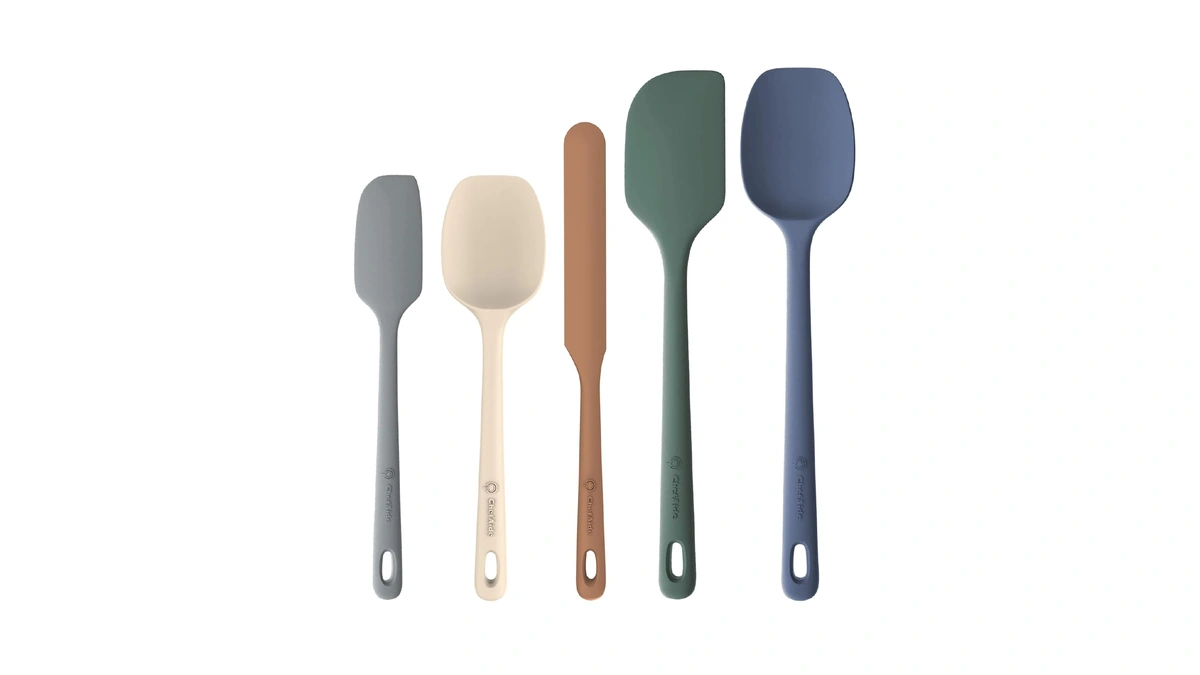 Chefaide 5 Pieces Silicone Spatula Set, Food Grade Rubber Spatula,