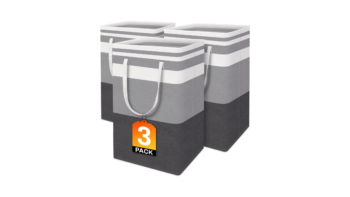 Blisstotes 3-pack Laundry Basket, Freestanding＆waterproof Laundry Hamper, Collapsible Tall Clothes
