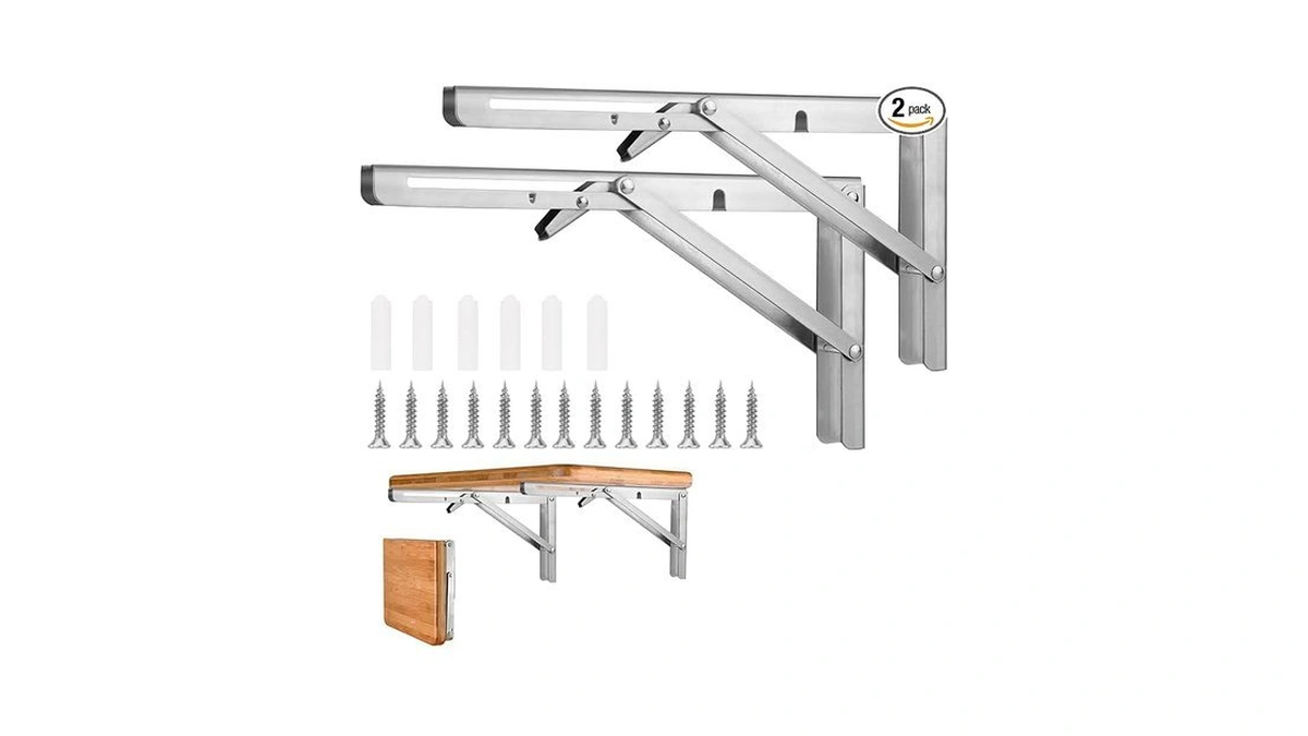 Folding Shelf Brackets, Max Load 220 Lb, Heavy Duty Stainless