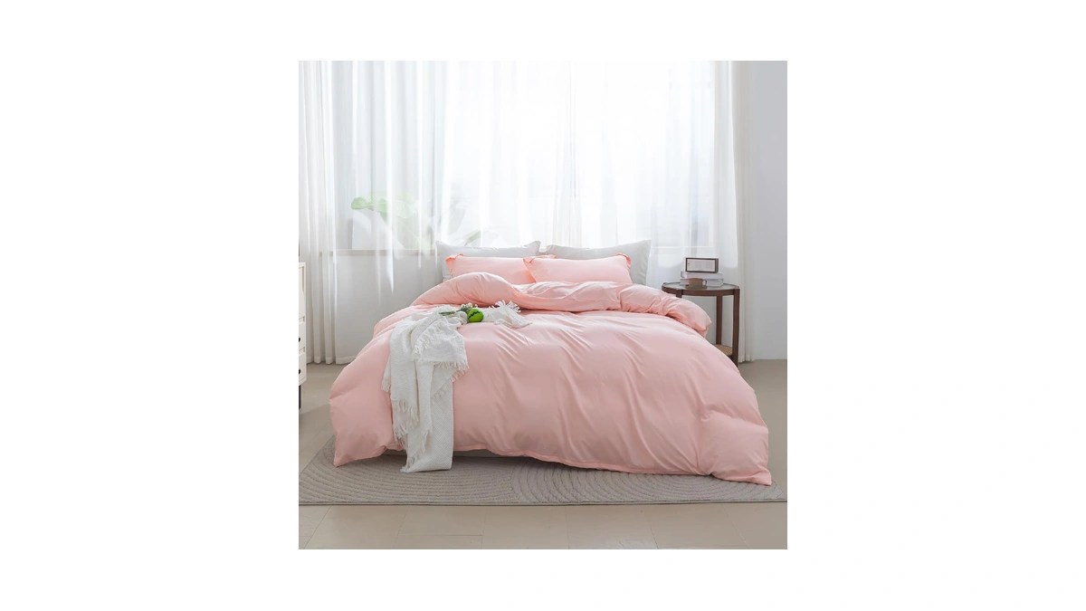 Sherest Pink Duvet Cover Queen Size - Soft Brushed Microfiber,