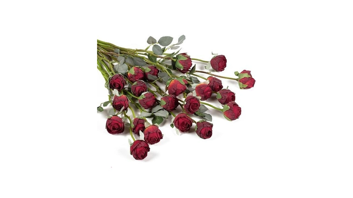 Duhouse 24pcs Artificial Flower Fake Mini Silk Rose Flowers With