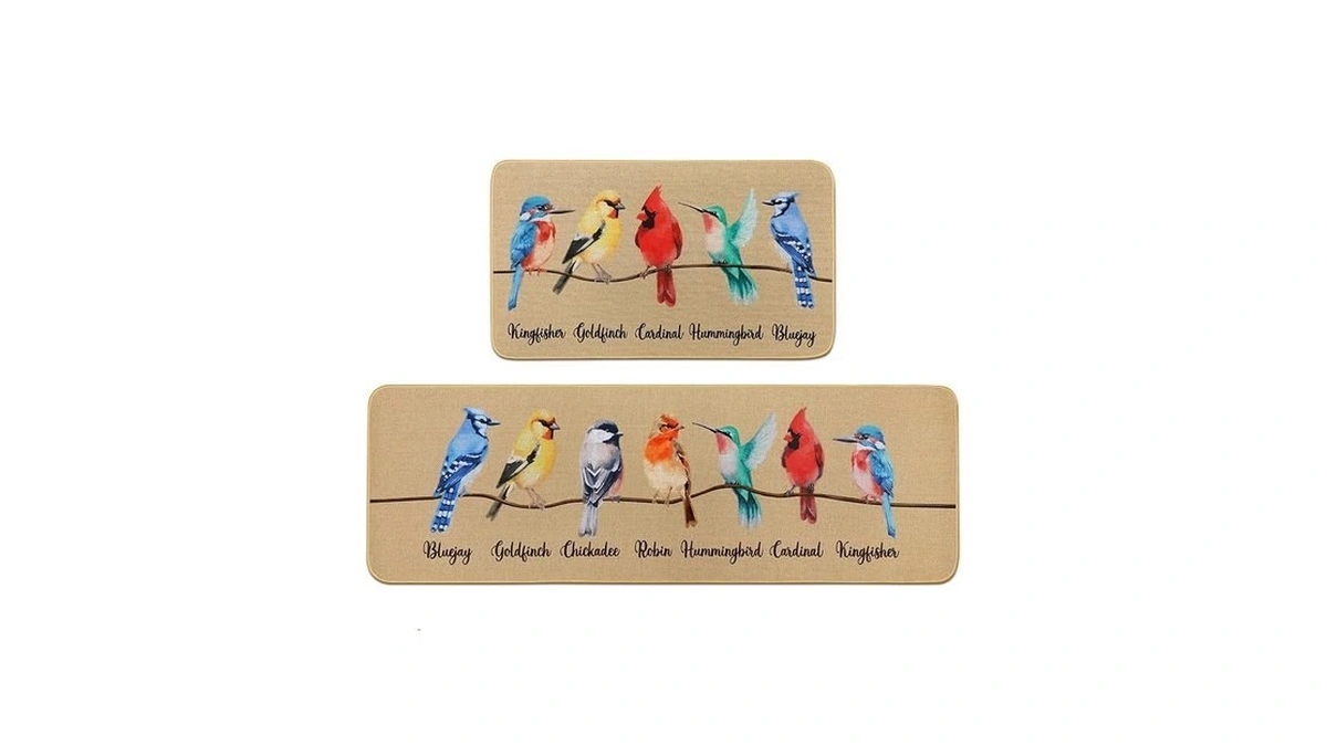 Percozzi Bird Kitchen Mats Set Of 2, Robin Cadinal Door