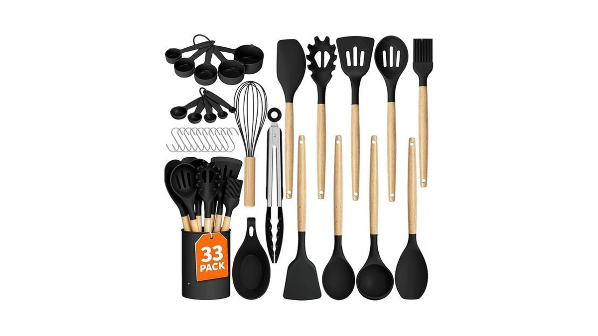 Wiselife Kitchen Utensils Set - 33 Pcs, Heat-resistant Silicone Cooking