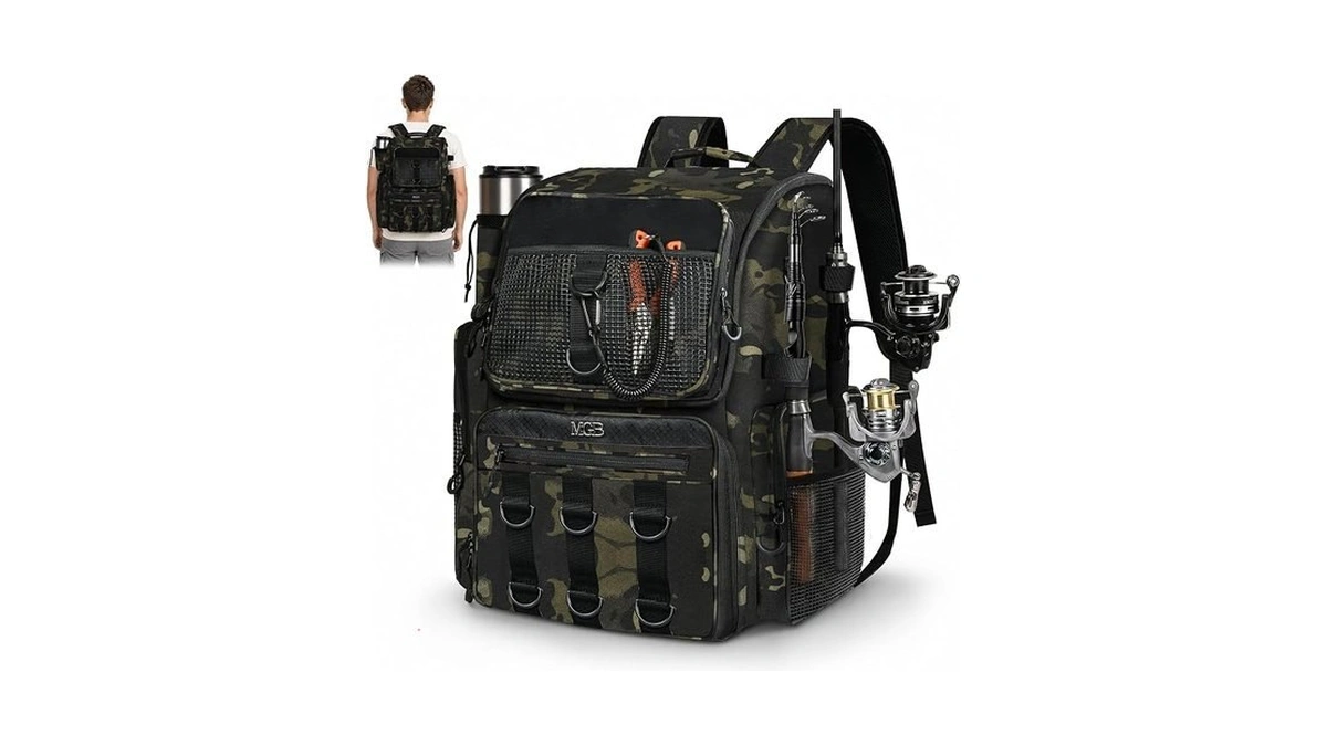 Mgb Fishing Tackle Backpack With Rod Holders & Ykk Zipper,