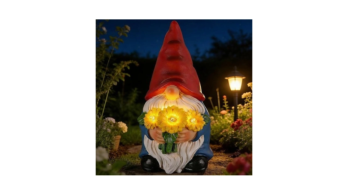 Dzpsoon Gnomes Solar Garden Decor Garden Statues Sunflower Gnome Figurines