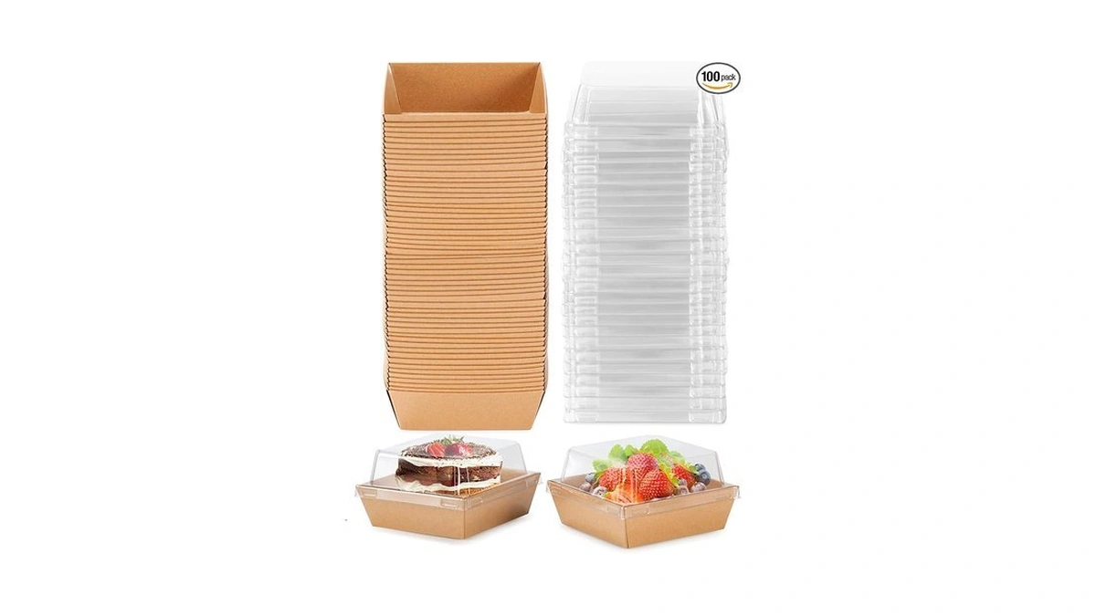 Cinccoke 100 Pack Charcuterie Boxes With Clear Lids, Mini Disposable