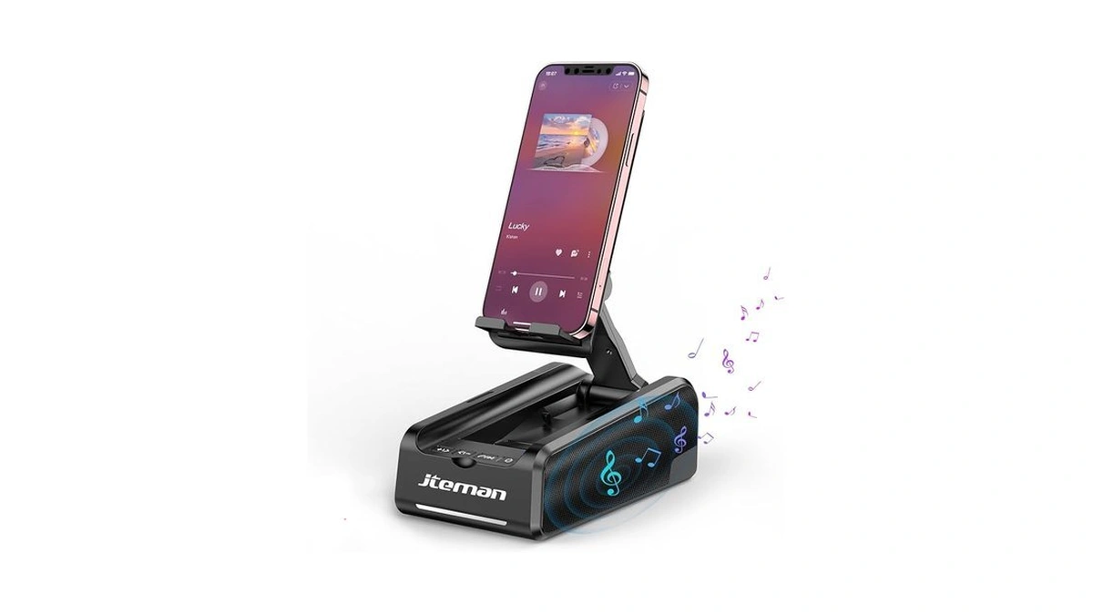 Jteman Cell Phone Stand With Bluetooth Speaker,desktop Kitchen Gadgets Stand